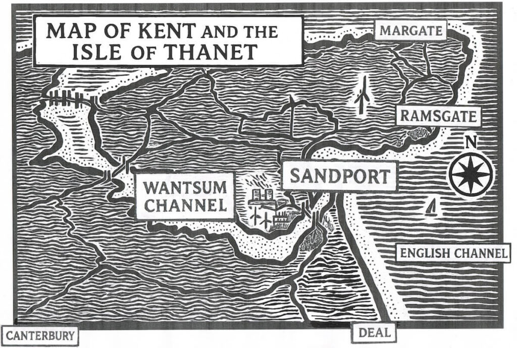 Illustrated map of Kent and the Isle of Thanet